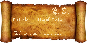 Mallár Dionízia névjegykártya